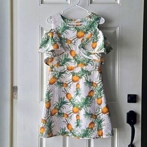 WHY Dress Pineapple Print off the Shoulder Midi Dress